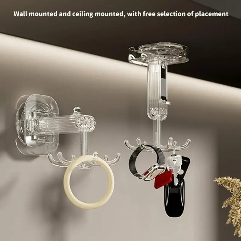 2 Pieces Suction Cups Rotating Hook 360 Degree Hangers for Hanging Apparel and Accessories Towel Hanging Rack