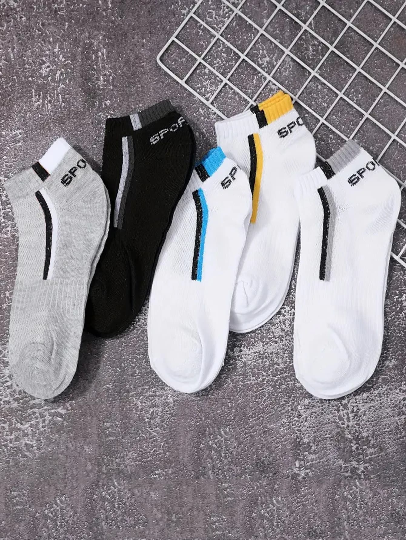 30 Pairs Men Color Block Mesh Breathable Ankle Socks, Lightweight Sweat Wicking Anti-Odor Short Casual Athletic Socks, Elastic Low Cut Daily Running Training Footwear for Male Wholesale Bulk Supply Dropshipping