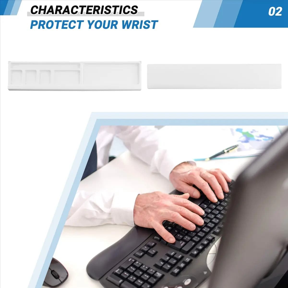 Stabile - Poggiapolsi per tastiera del computer Poggiamano per tastiera meccanica Poggiapolsi per mouse Protezione per le mani Poggiapolsi per digitazione A