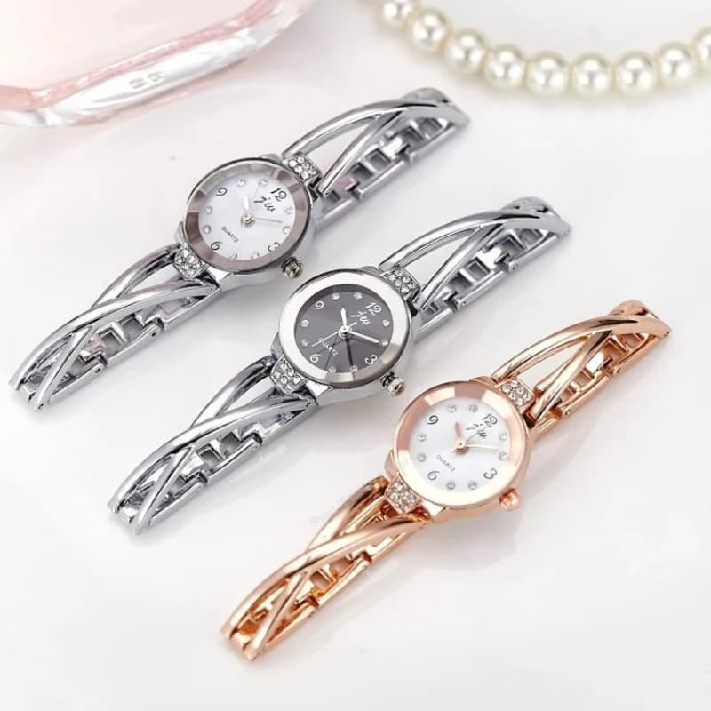 Orologio da Donna Stile Elegante in Acciaio con Cinturino a Maglia Oro Rosa e Argento, Orologio al Quarzo Casual da Polso per Signore, Relogio Feminino
