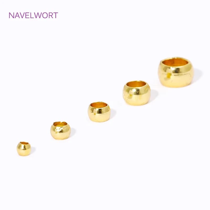 18K Placcato Oro 1.5/2/2.5/3/4mm Perline A Crimpare Sfera In Ottone Crimp End Perline Per Creazione di Gioielli Forniture Braccialetti FAI DA TE accessori