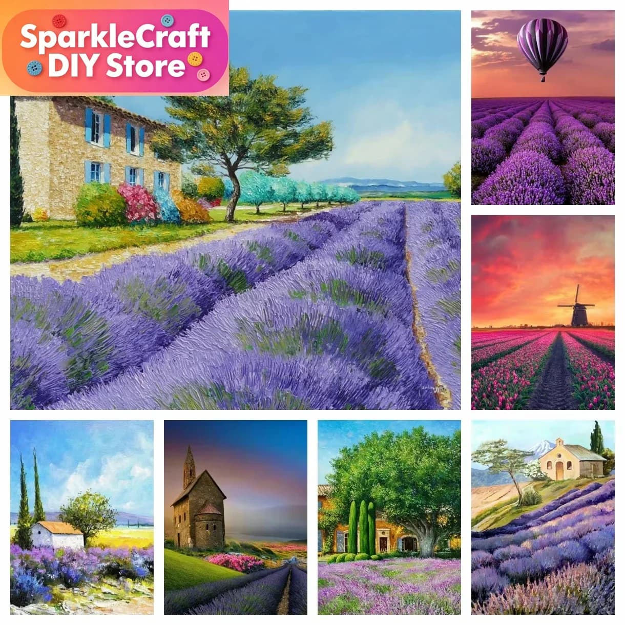1pc frameless Landscape Of Provence, France Diamond Painting Lavender Rural Scenery Wall Art Cross Stitch Embroidery Picture Mos