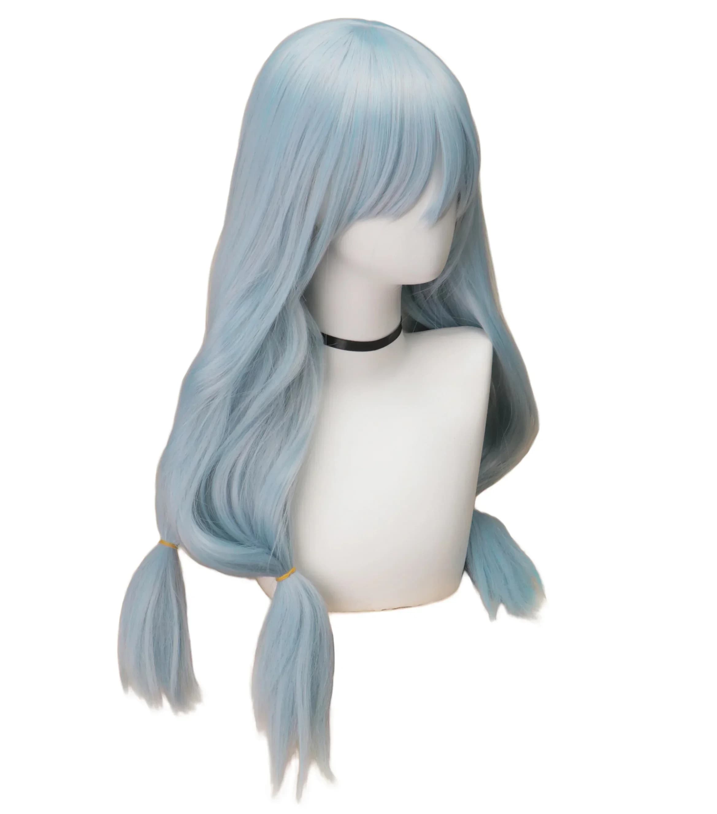 2026Anime Cosplay Costume Wigs Blue Hair Three long ponytai Halloween Synthetic Hair Party Wigs Cos