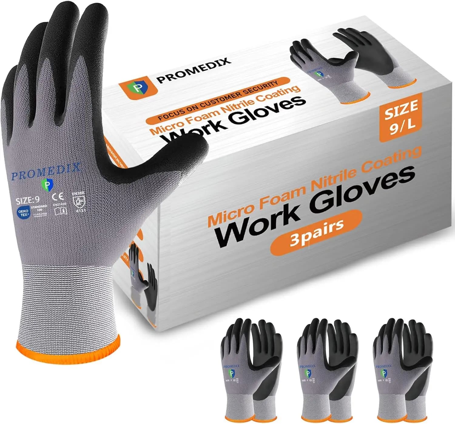 Guanti da Lavoro Rivestiti in Nitrile, Guanti di Sicurezza MicroFoam per Uomo, Lavorazione Senza Cuciture con Presa Antiscivolo