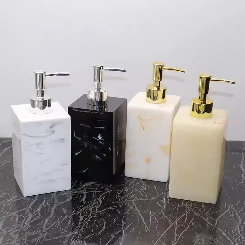 500ml Marble Texture Resin Soap Dispenser For Bath Imitation Jade Gold Silver Pressing Essence Lotion bottle for Bathrom