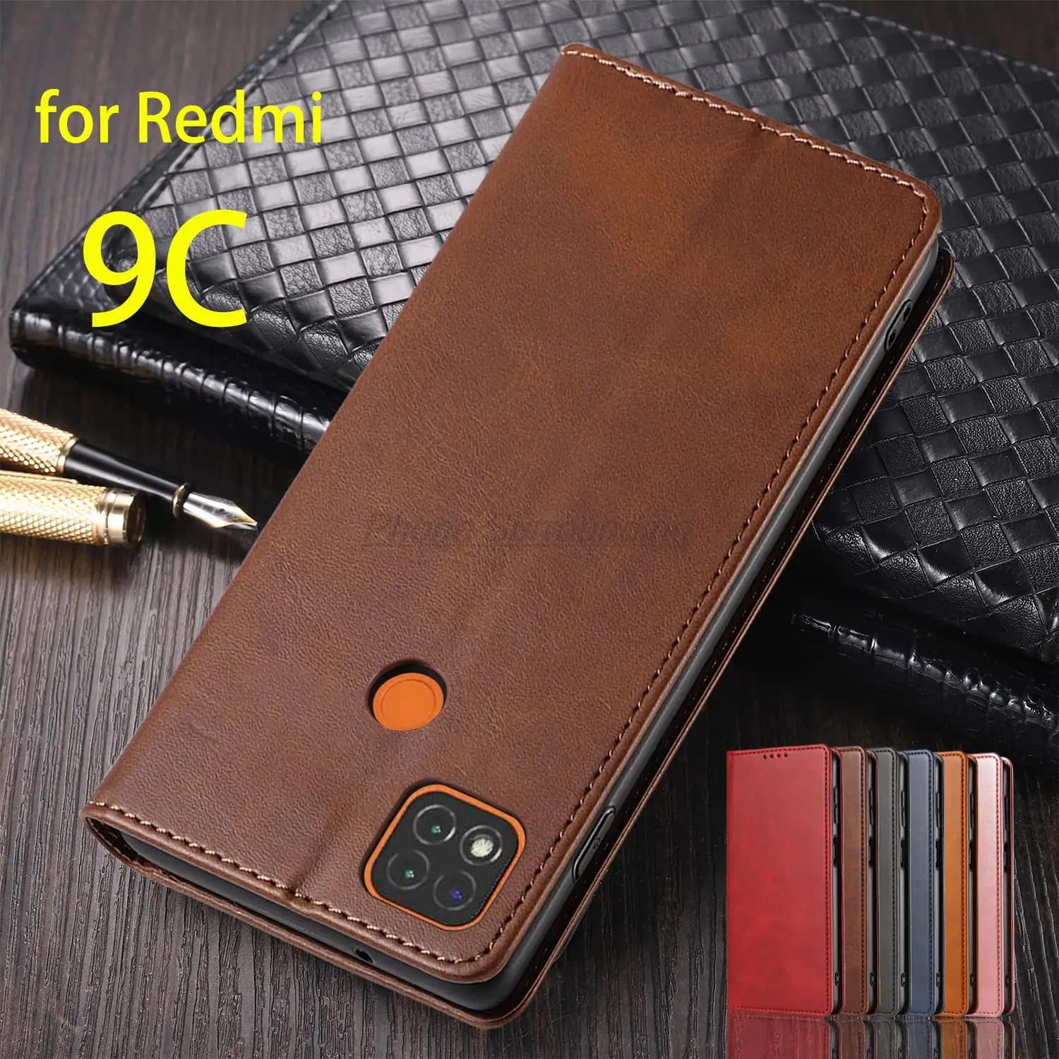 Custodia in pelle per Xiaomi Redmi 9C / 9C NFC Custodia a vibrazione Porta carte Fondina Attrazione magnetica Custodia a portafoglio Fundas Coque
