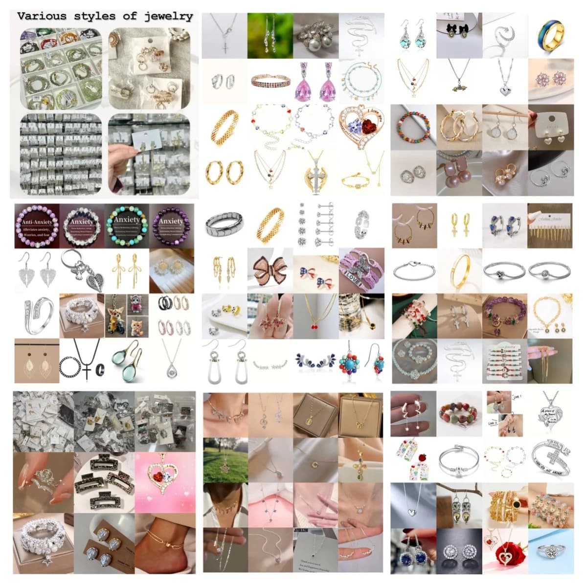 3PCS Random Surprise Jewelry with necklaces, bracelets, anklets, earrings, rings and so on,Great for Gifts & Party Favors