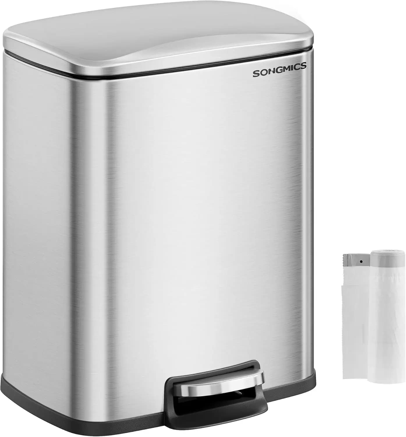 Cestino per Rifiuti da Cucina in Acciaio Inox da 5,2 Galloni con Coperchio, Chiusura Morbida, Secchio Interno, Include 15 Sacchetti