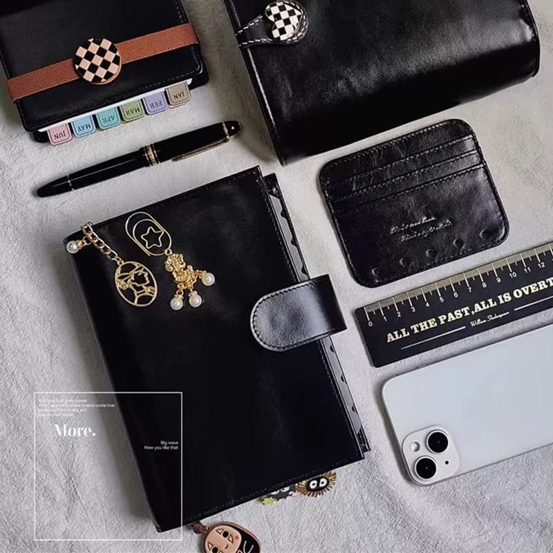 A8 a6 a5 Pocket A7 Rings Planner Cover Raccoglitore in pelle di grano di ciottoli Organizer Notebook Journal con anelli da 25 mm