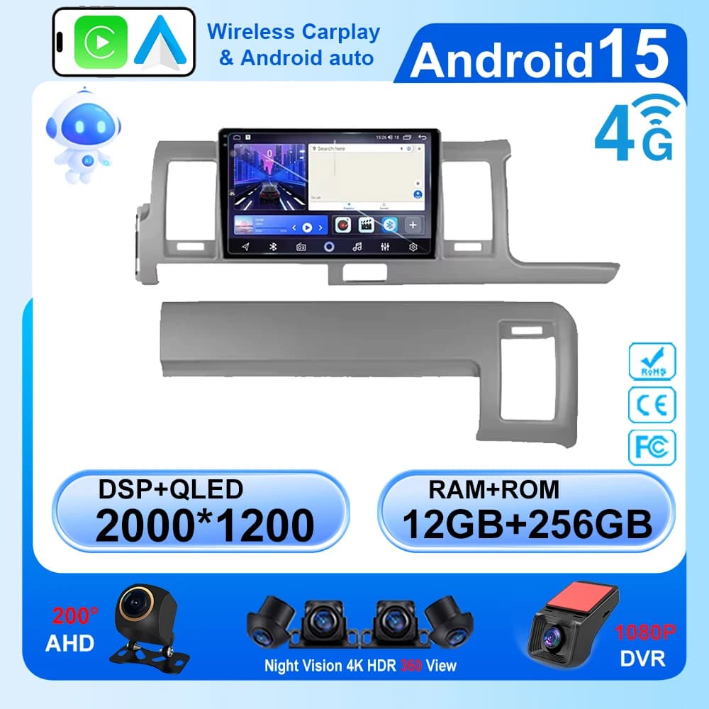 Autoradio Stereo Per Toyota Hiace H200 2010 - 2018 RHD Auto Lettore di Navigazione GPS Multimediale Android Auto Carplay NO 2Din DVD 4G