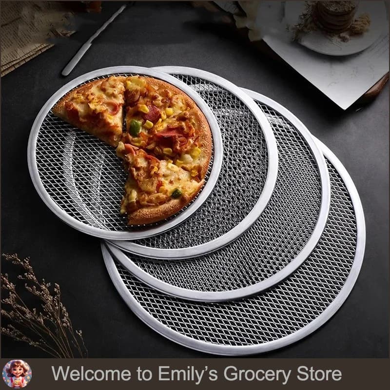 6/8/10/12/14 in Rotating Pizza Baking Tray DIY Piece Metal Network Non-Sticky Oven Seamless Aluminum Breadboard Kitchen Supplies