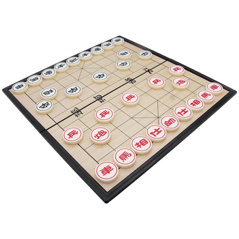 Chinese Chess 25x25cm Magnetic Travel Board Game Set Waterproof Portable Chinese Games with Folding Chessboard