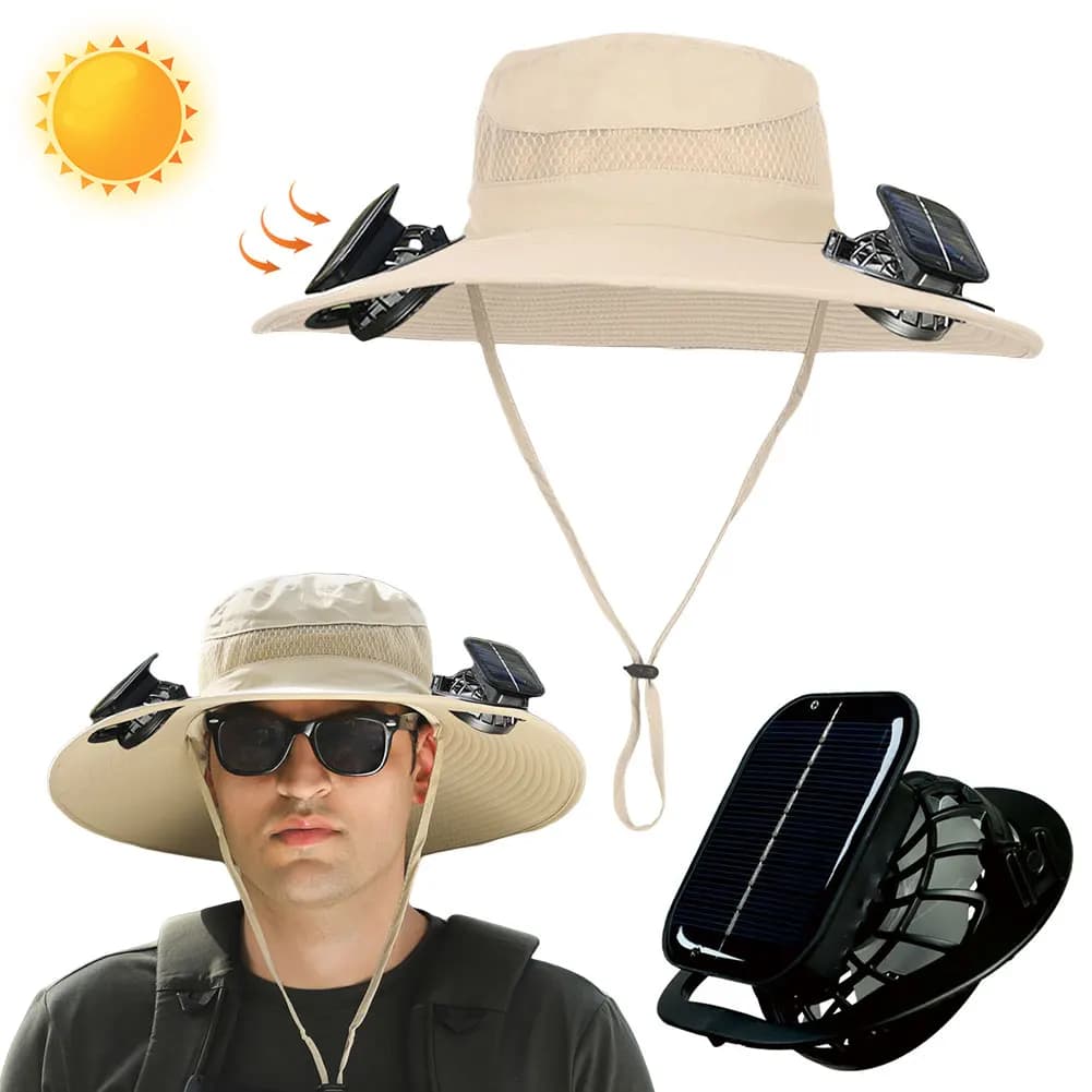 Sun Hat with Solar Fan Sun Hat with 2 Solar Fans Outdoor Fishing Hat Summer Hat for Men Outdoor Camping Fishing Hiking