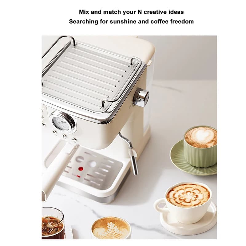 Small Household Stainless Steel Pot High-Pressure Extract Sm Milk Bubble Espresso Coffee Machine