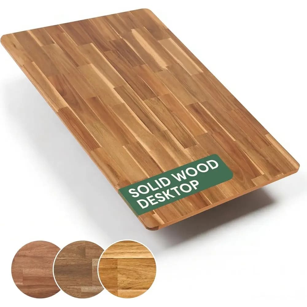 Piano di Lavoro in Legno Massello di Acacia 60"x30" – Tavolo con Bordo Smussato Spesso o Scrivania, Tavolo da Ufficio, Banco da Lavoro, Arredamento Fai-da-Te