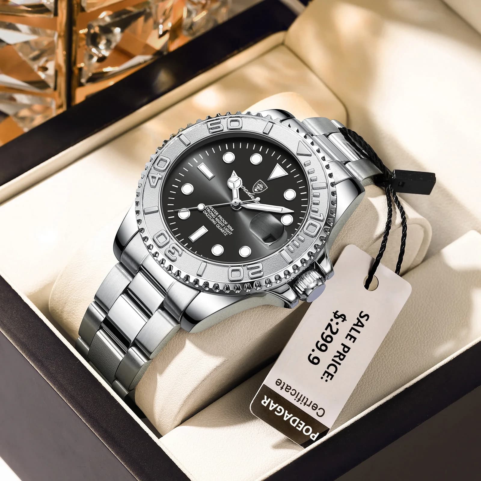 POEDAGAR Top Luxury Men's Watch Waterproof Men's Watch with Bright Date Stainless Steel Men's Watch Fashion Men's Sports Quartz Watch