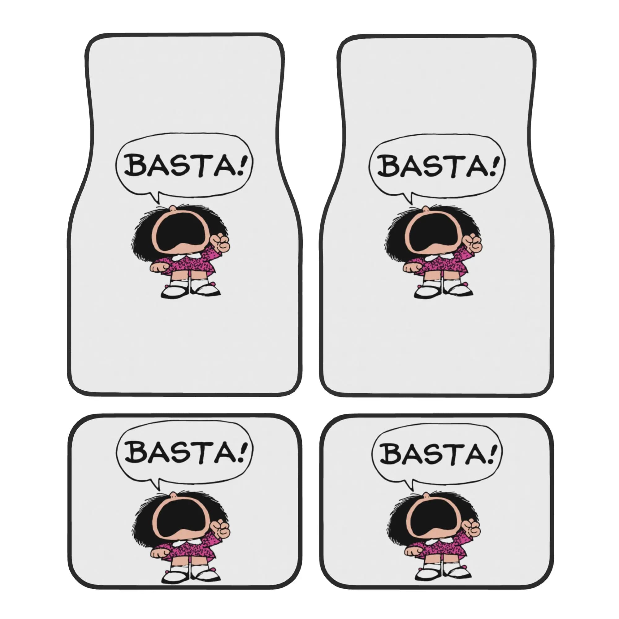 Mafalda Basta Car Floor Mats of 4 Pieces Crystal Velvet Rugs Quino Argentina Cartoon Universal Car Front Rear Carpets Foot Mats