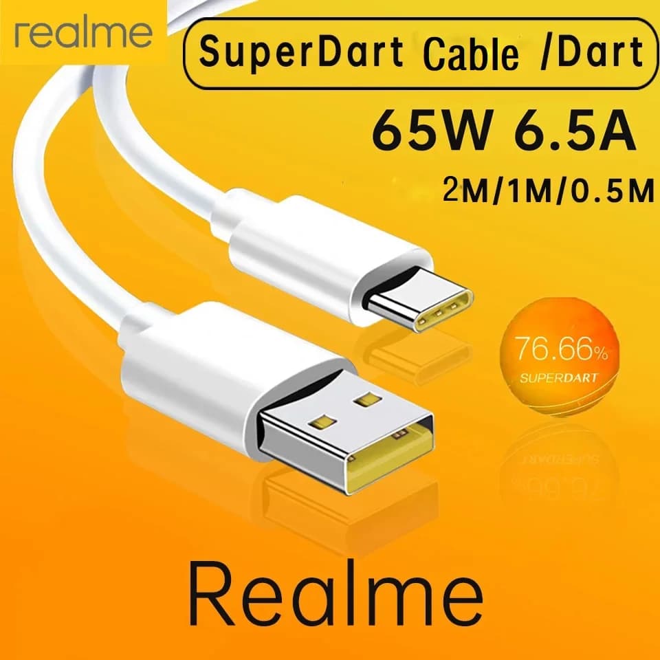 Cable type C from 65 W for Realme GT2 V20 6.5A Vooc super fast charging cable OPPO Reno8 Find X5 Pro