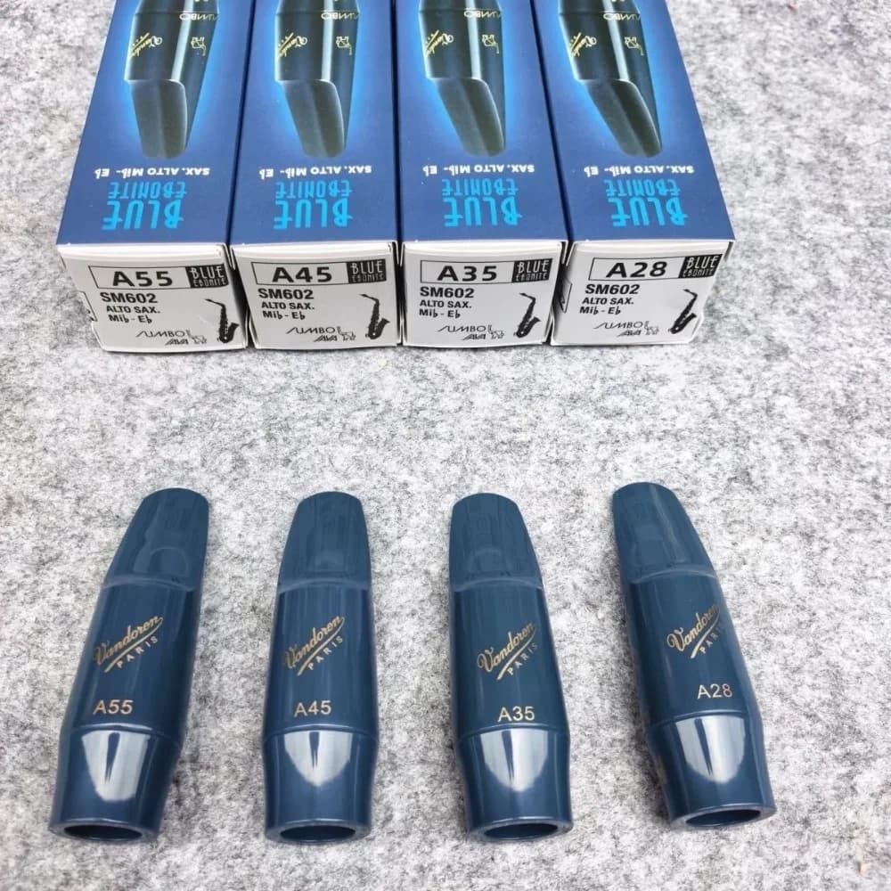 French Vandoren Blue Elephant Saxophone Mouthpieces, Alto and Tenor, Models A28 A35 A45 A55 T45 T55 T75, Saxophone Accessories