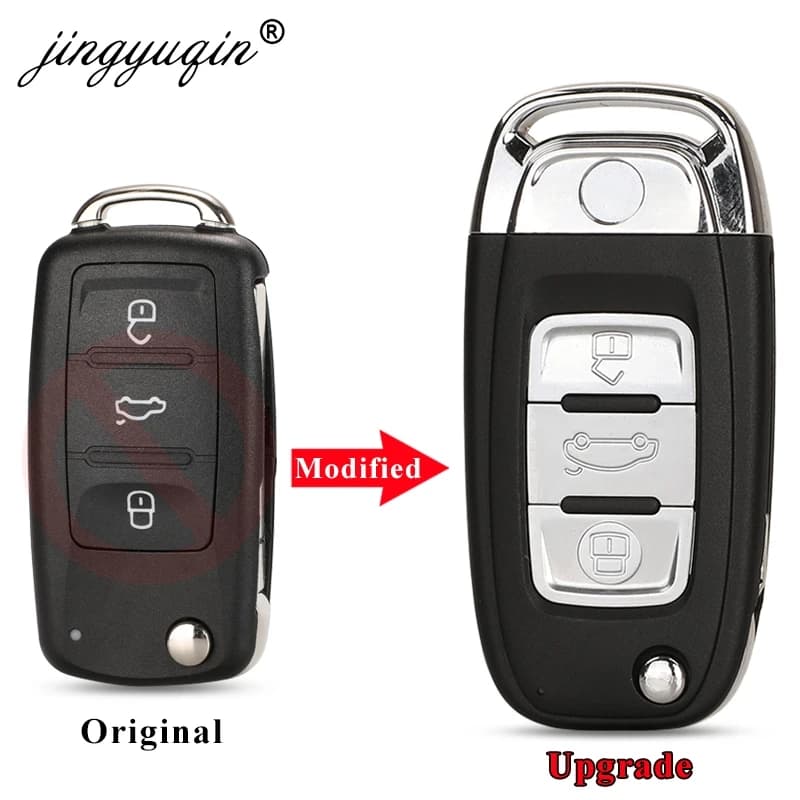 Jingyuqin Modificato Caso Chiave di Vibrazione Per VW Volkswagen Golf 6 Mk6 Tiguan Polo Passat CC SEAT Skoda Octavia 3 Pulsante Chiave Dell'automobile Borsette Fob