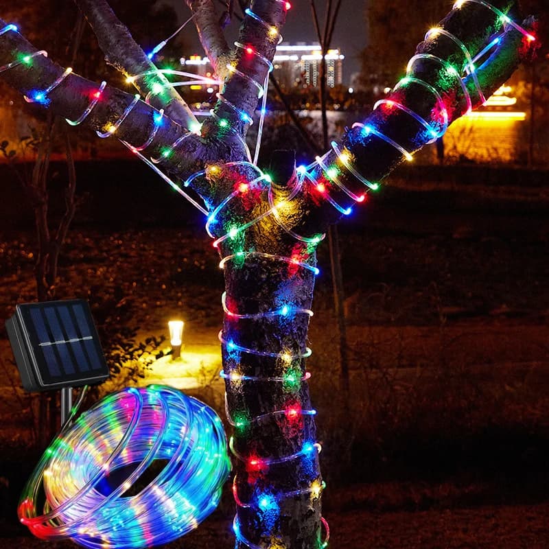 Luci LED Solari Flessibili a Corda, 8 Modalità di Illuminazione, Luci Decorative per Esterni, Giardino, Cortile, Matrimoni, Alberi, Recinzioni, Casa