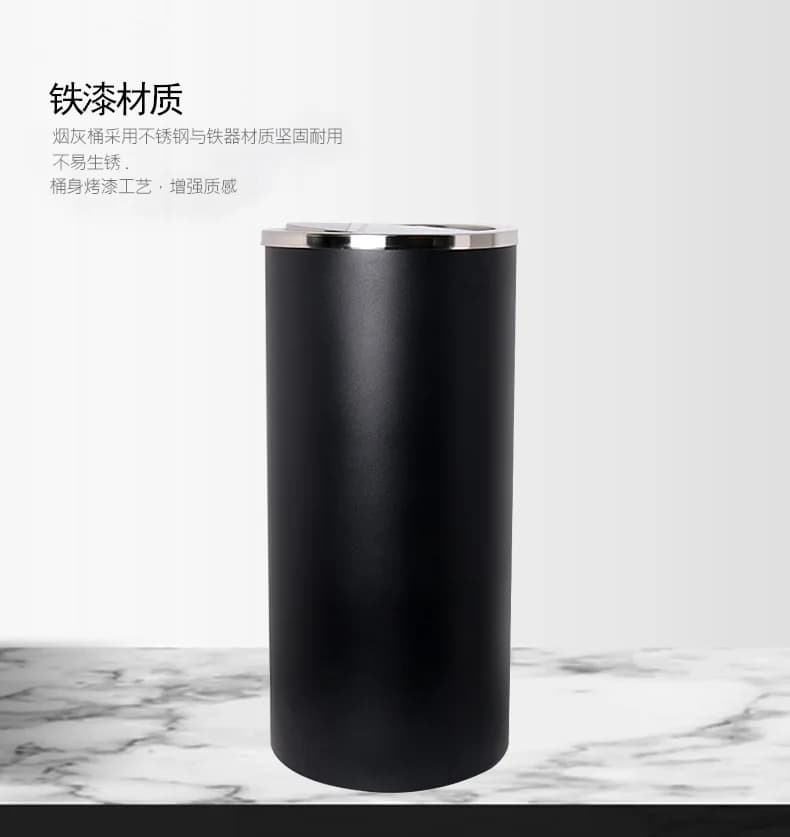 Pattumiera grande con coperchio oscillante in stile Hong Kong in acciaio inossidabile, stazione del centro commerciale, spazio pubblico, scatola in pelle per frutta, cestino in metallo c