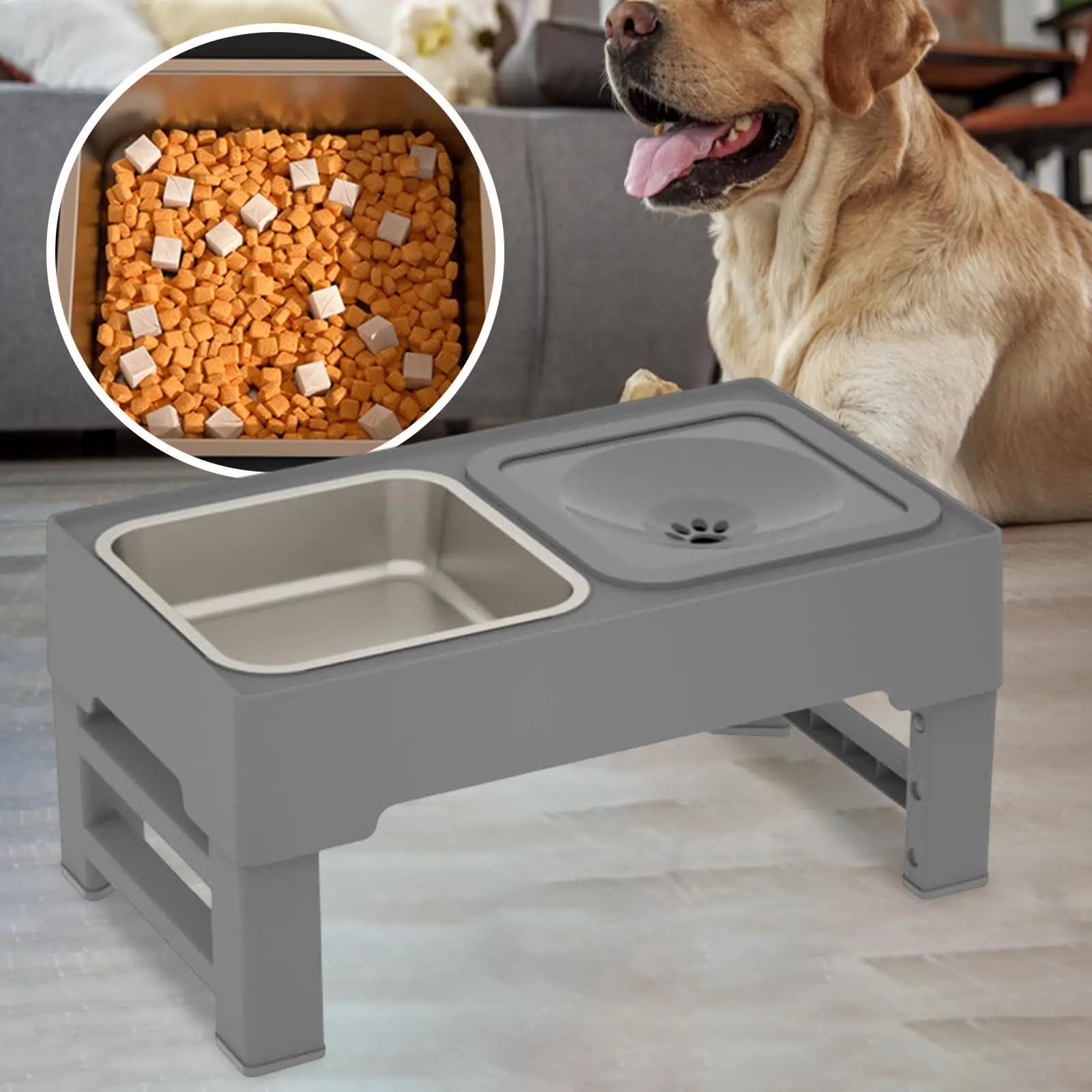 Pet Dog Bowl Feeding Dish Food Container Dogs Double Bowls Kitten Food Bowl for