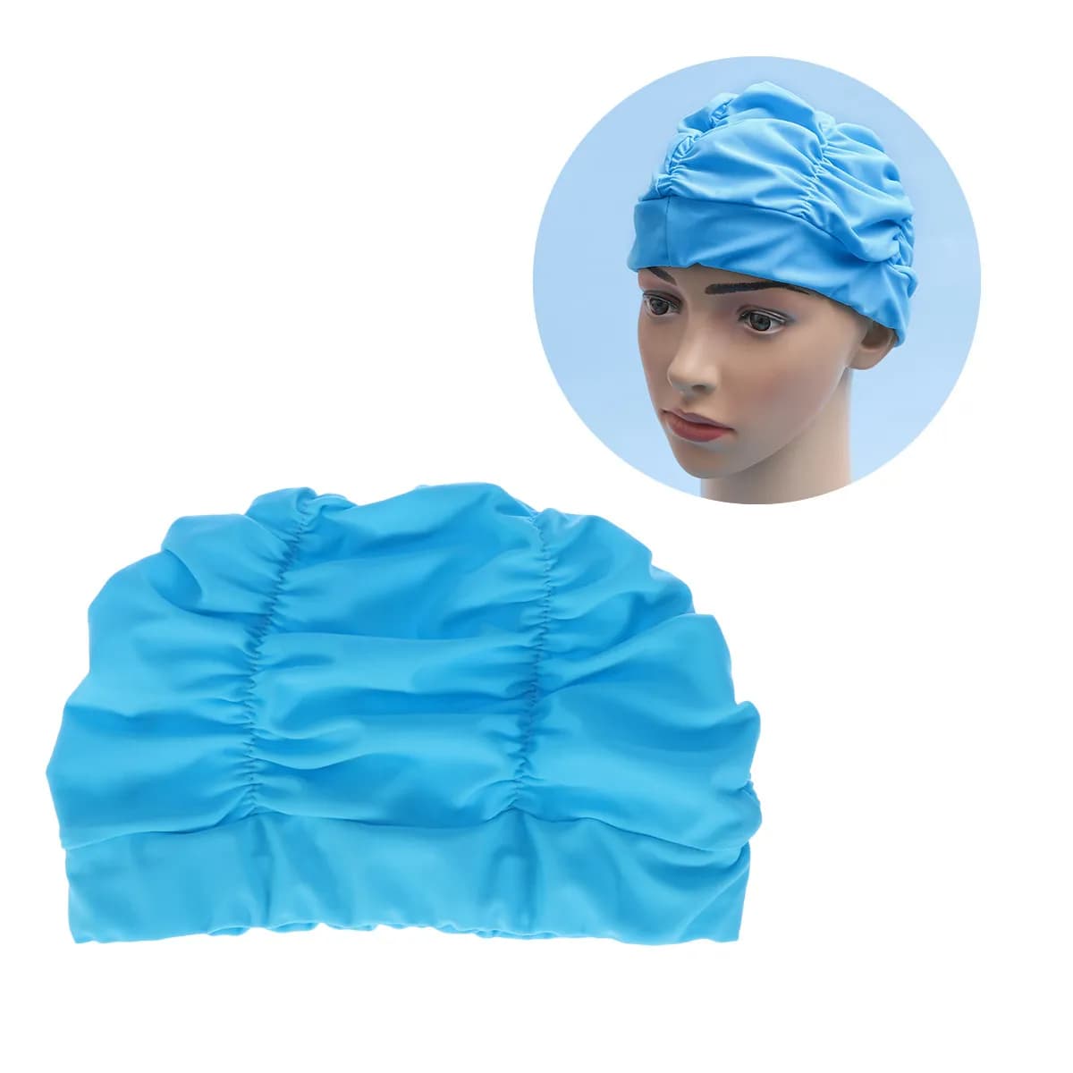 1Pcs Women Pleated Swim Cap Waterproof Hair Protector Lightweight Comfortable Fashion Swimming Hat for Pool Beach Summer Use