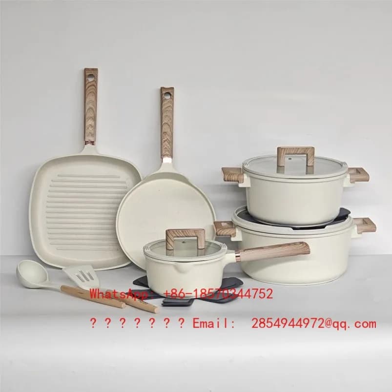 Set di 13 Pentole Antiaderenti, Pentola per Zuppa, Padella, Teglia Quadrata per Pizza