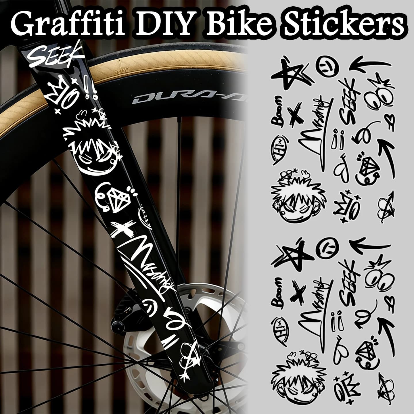 Transparent UV Wall decals for Bicycle Frame, Fa-da-Te waterproof decorations for Road Bike, MTB, Motorcycle and Helmets