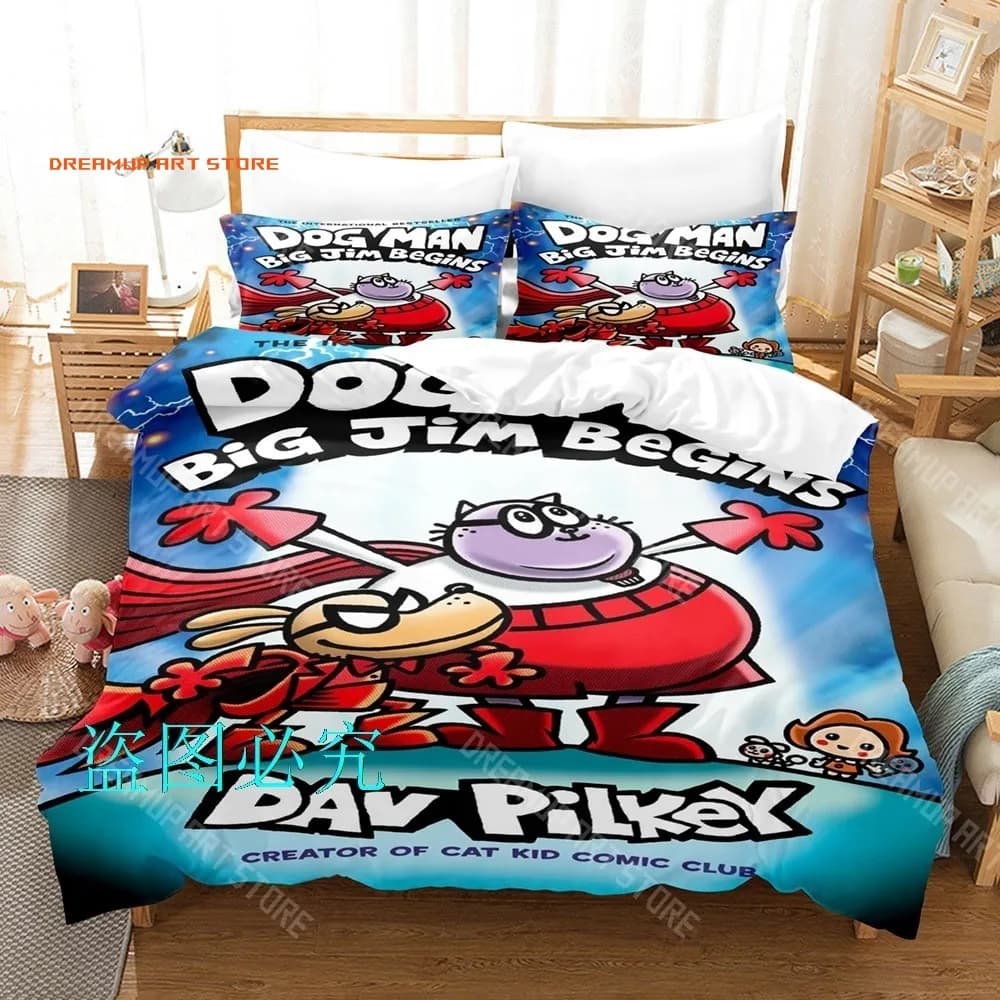 2026 3D Print DOG MAN Cartoon Bedding Set Single Twin Full Queen King Size Bed Set Adult Kid Bedroom Duvetcover Sets