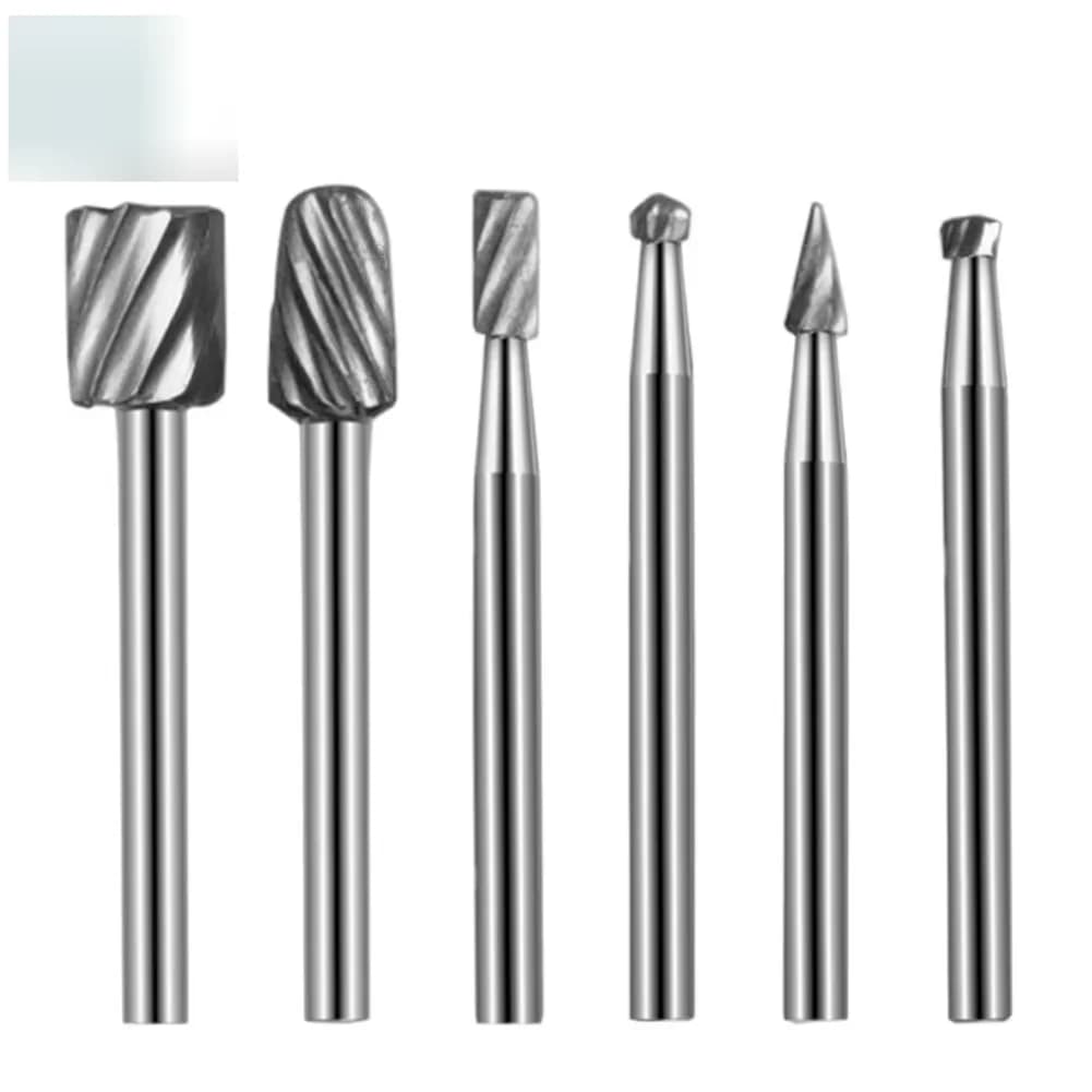 6Pcs Rotary Tool Mini Drill Bit Set 3.1mm Shank Router Grinding Burrs Milling Cutter For Wood Metal Carving Abrasive Dremel Tool