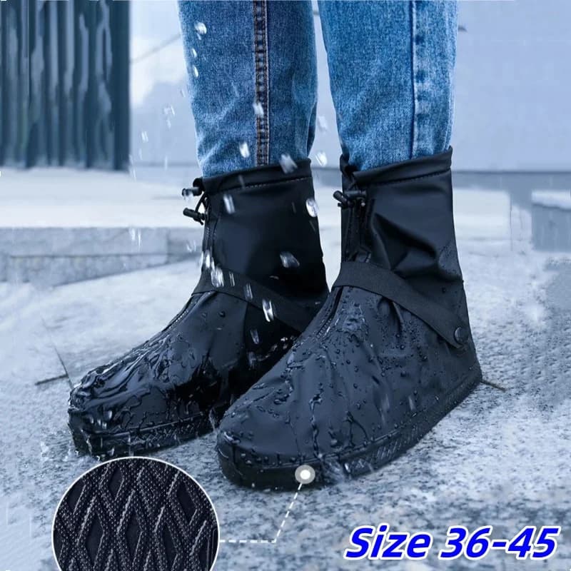 Wear‑Resistant Reusable Overshoes Waterproof Anti‑Slip Rain Boot Shoe Covers Leg Guard For Cycling Hiking Outdoor