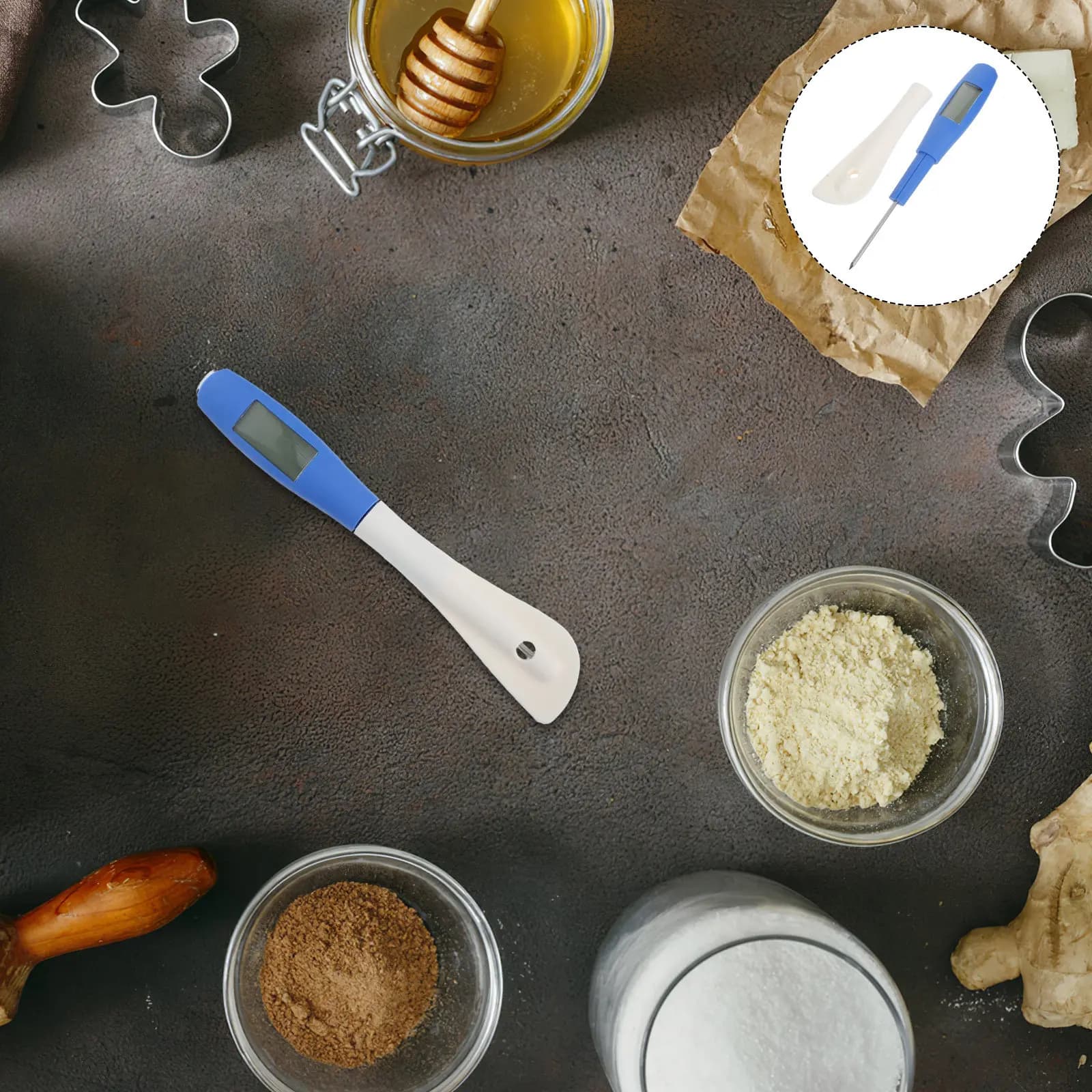 Termometro Digitale Istantaneo da Cucina con Spatola in Silicone Resistente al Calore per Dolci, Cioccolato, Cottura, Carne, Frittura, Forno, Barbecue, Cucina