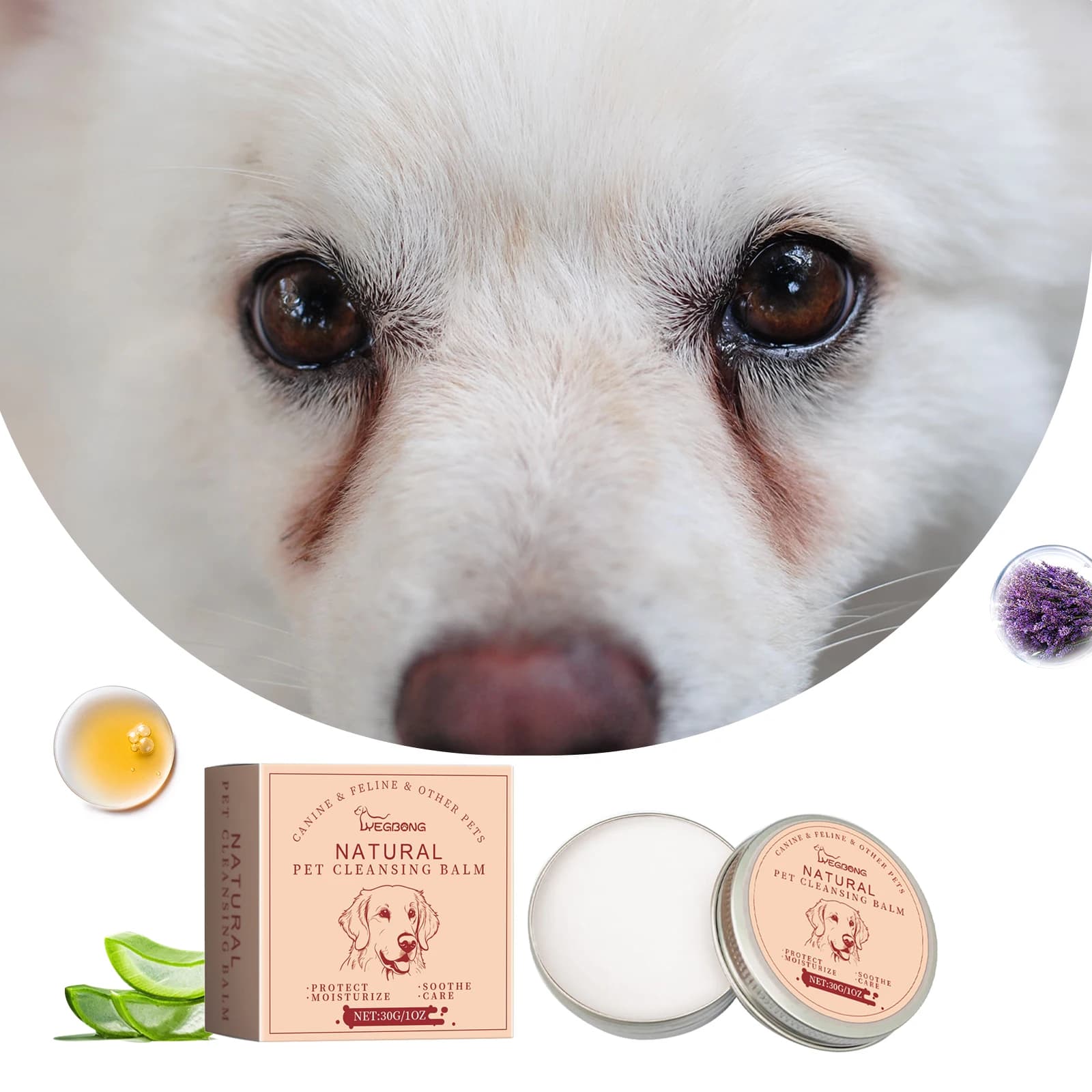 YEGBONG Balsamo per la rimozione delle macchie di strappo per animali domestici 30g Crema per la pulizia delle macchie degli occhi per cani Mantenere l'asciugatura Prevenire la pigmentazione Ridurre i segni di strappo