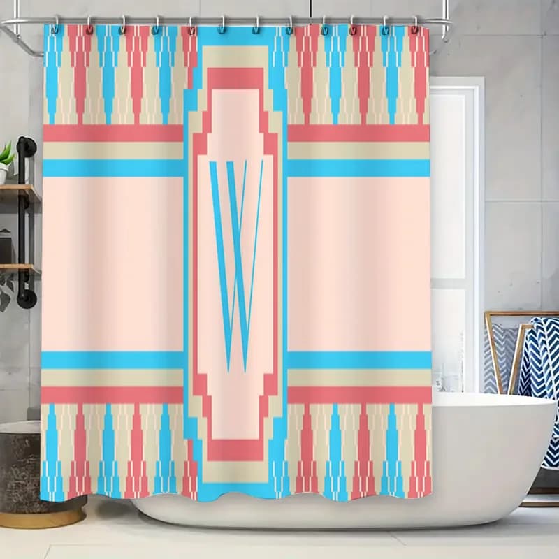 Set di tende da doccia di lusso ad acquerello con stampa in tessuto morbido con design a forma di luna per l'arredamento del bagno