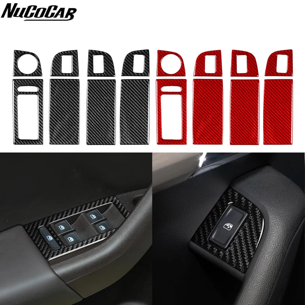 Per Skoda Octavia 2017-2021 In Fibra di Carbonio Porta Finestra Pulsante di Controllo Pannello Telaio Accessori Auto Interni Adesivi Decorativi