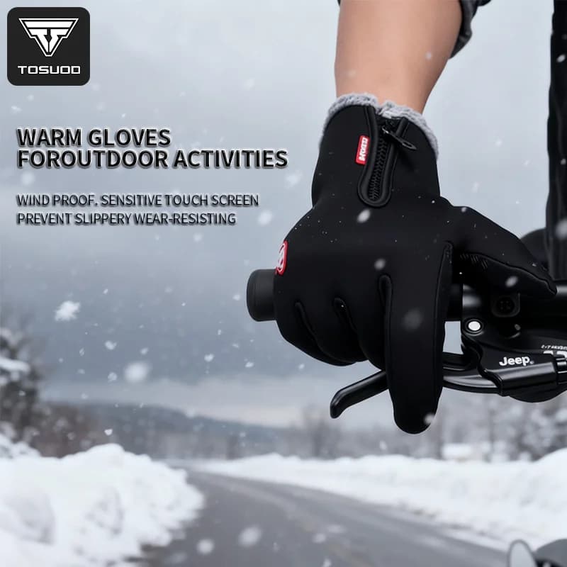 Guanti Termici Invernali TOSUOD, Caldi in Pile, Touchscreen, Antivento, Antiscivolo per Ciclismo e Motociclismo