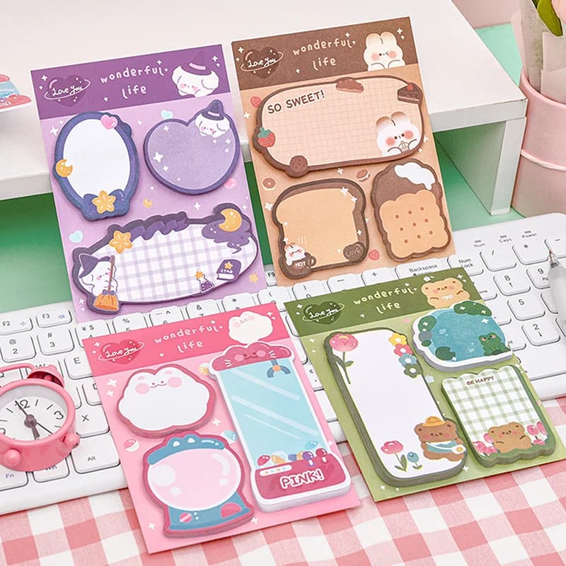 Combinazione di cartoni animati Nota adesiva Studenti Forniture di cancelleria per ufficio Manuale Diario Accessori per messaggi
