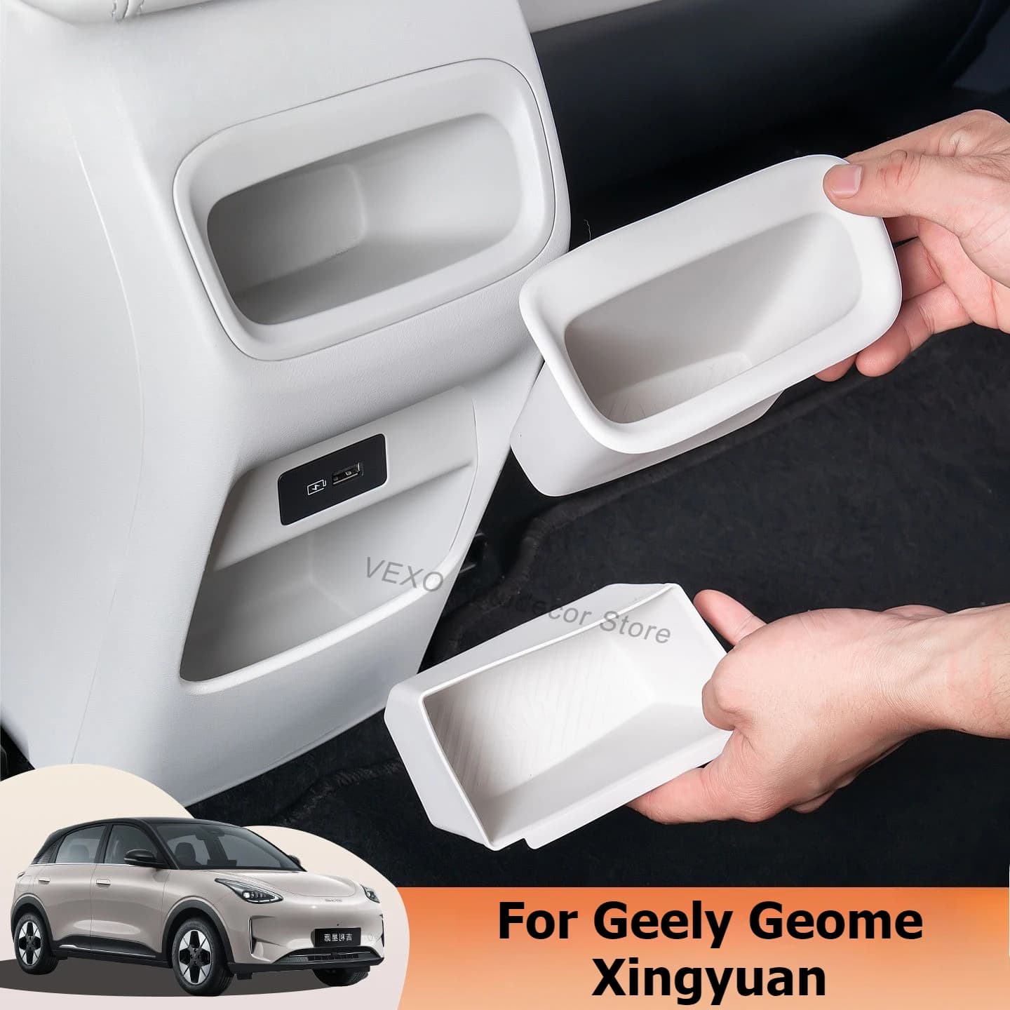 Per Geely Geome Xingyuan scatola portaoggetti per bracciolo posteriore per auto custodia per organizer per presa d'aria posteriore in silicone accessori interni per auto