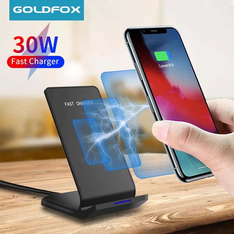 Supporto per caricabatterie Wireless Qi da 30W Dock Station di ricarica rapida per Samsung S20 S10 Xiaomi iPhone 12 11 Pro X XS Max XR 8 supporto per telefono