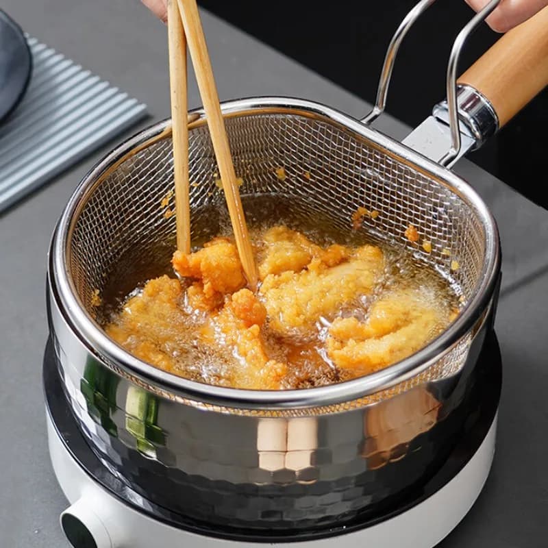 Cestino fritto in rete fritta in acciaio inossidabile 304 cucina domestica scarico filtro perdite schermo piatto caldo colino cucchiaio da pesca