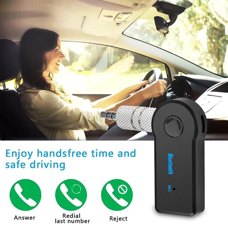 Adattatore Trasmettitore Audio per Auto, Ricevitore Bluetooth 5.0 Wireless 2 in 1 con Jack da 3,5mm, per Musica e Chiamate Handsfree
