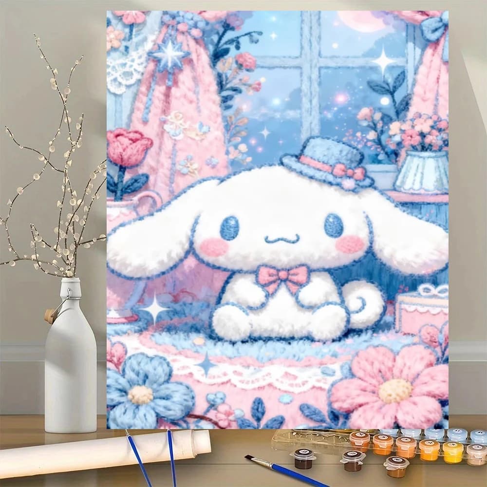Oil Painting By Numbers Kits Sanrio Cinnamoroll Paintings DIY Acrylic Paint By Numbers for Adults Home Decor