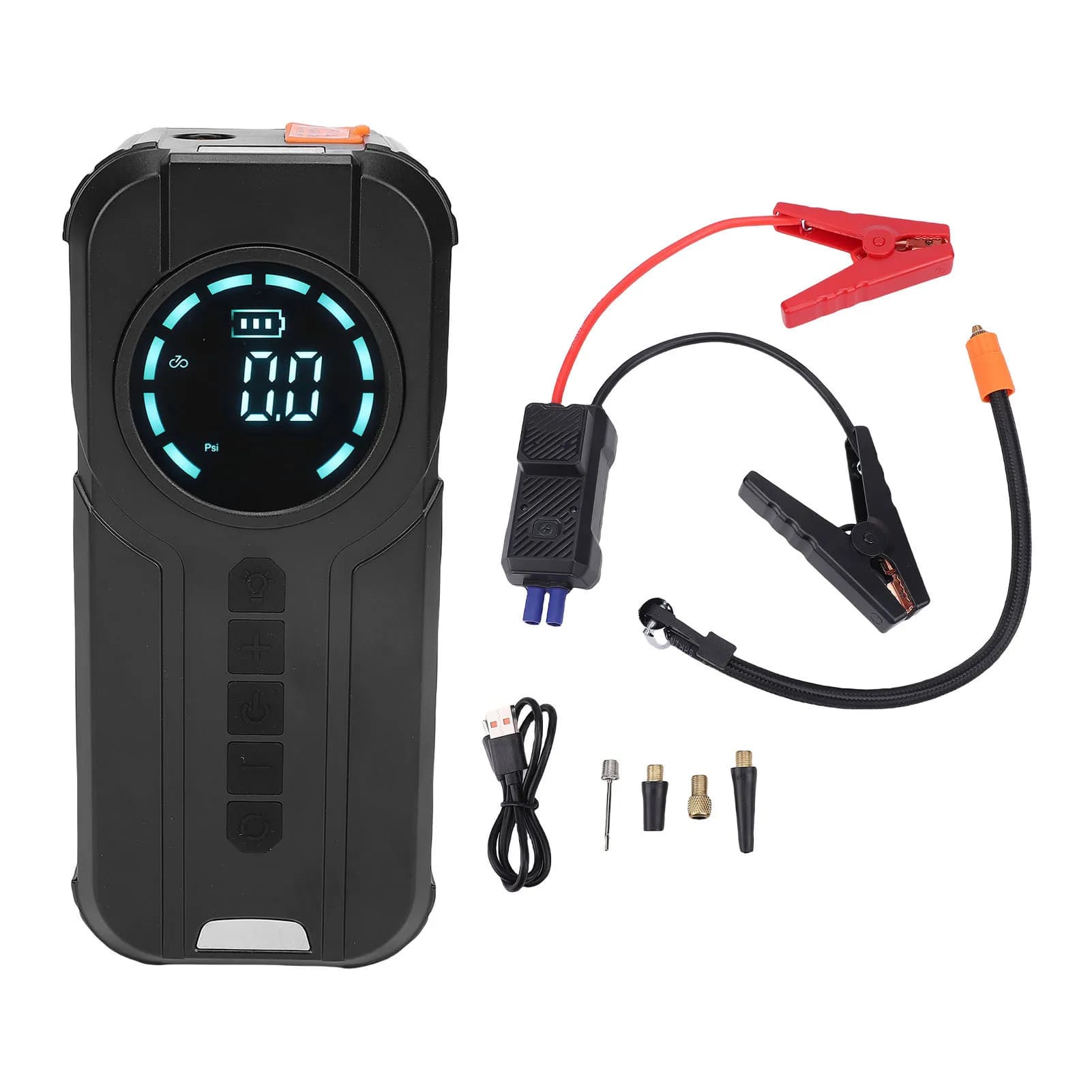 Avviatore di emergenza per auto Compressore d'aria portatile 10000mAh con display della pressione Illuminazione di emergenza Gonfiatore per pneumatici senza fili per bici da auto