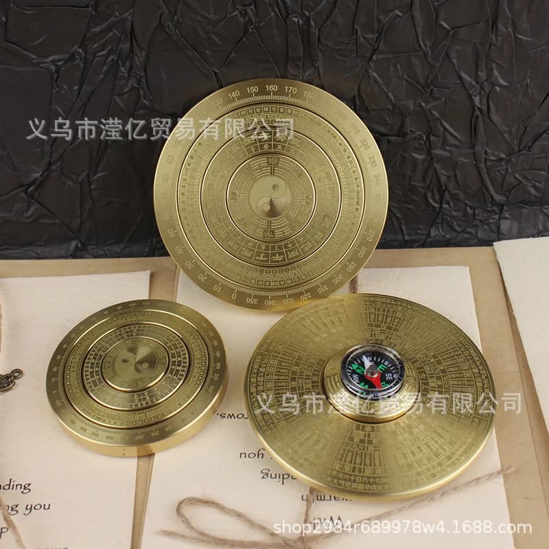 Ottone Otto Trigrammi Bussola Portatile Casa Solido Otto Trigrammi Piastra Fidget Spinner Girevole Ornamento Artigianale