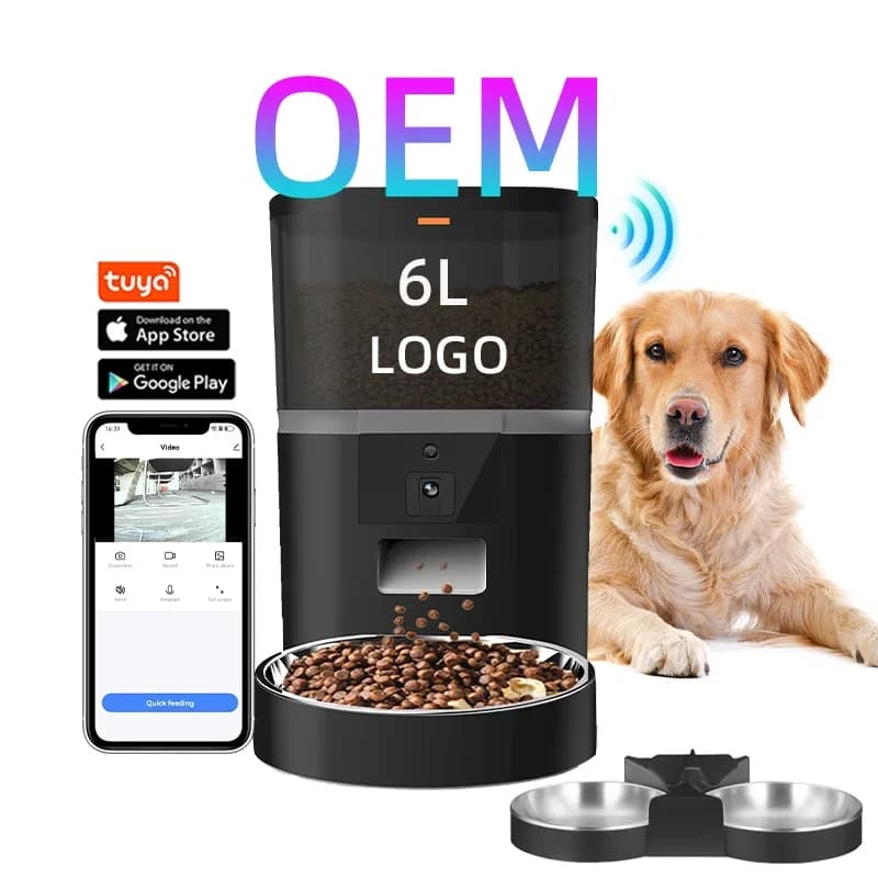CANBOUN 6L Wifi Smart Pet Feeder Camera Tuya App Controllo Singola Doppia Ciotola Gatto Distributore di Cibo per Cani Alimentatore Automatico per Animali Domestici Con Cam
