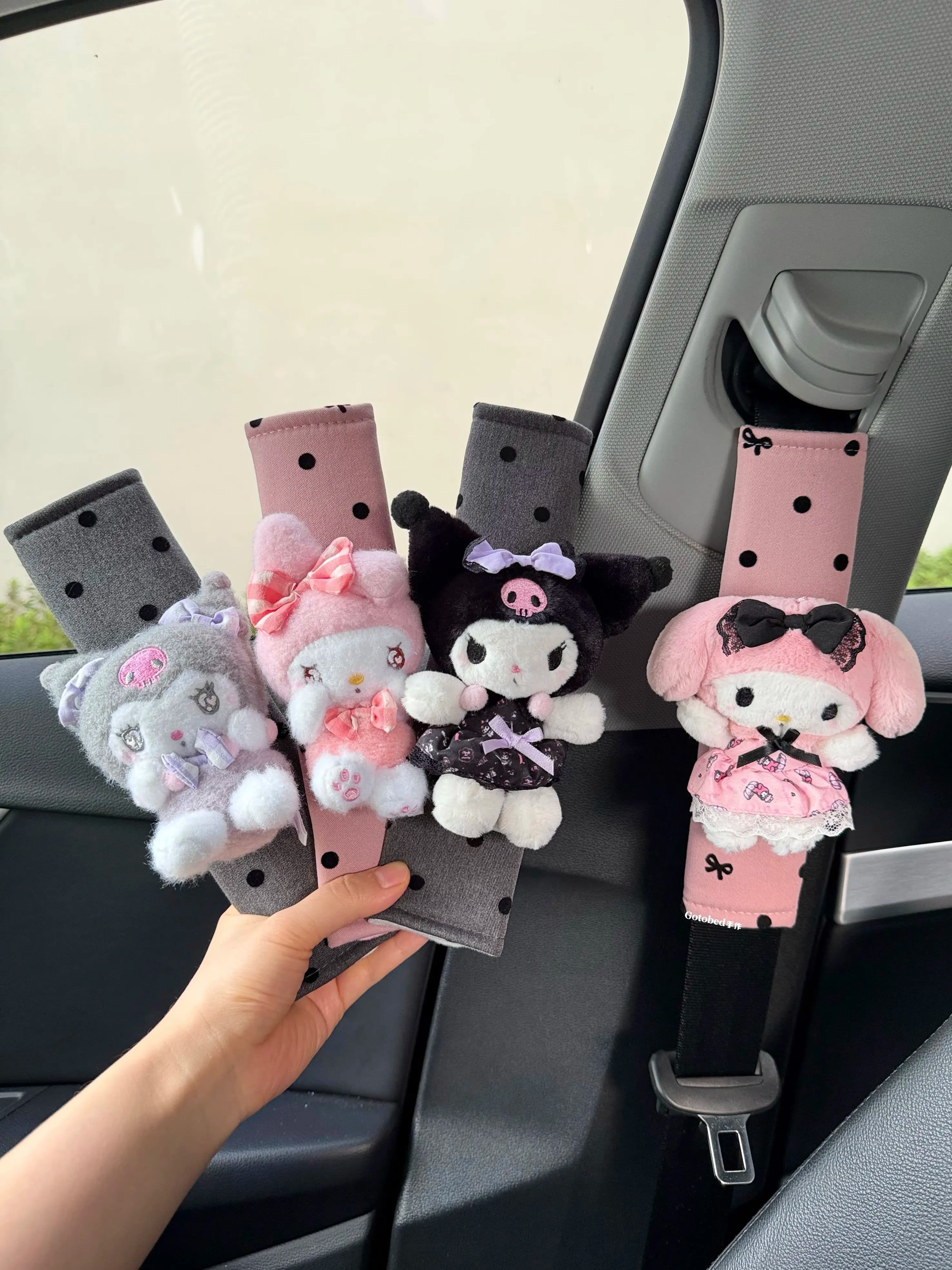 Sanrio Melody Kuromi Car Seat Belt Shoulder Cover Cute Cartoon Car Interior Decoration Safety Belt Car Accessories