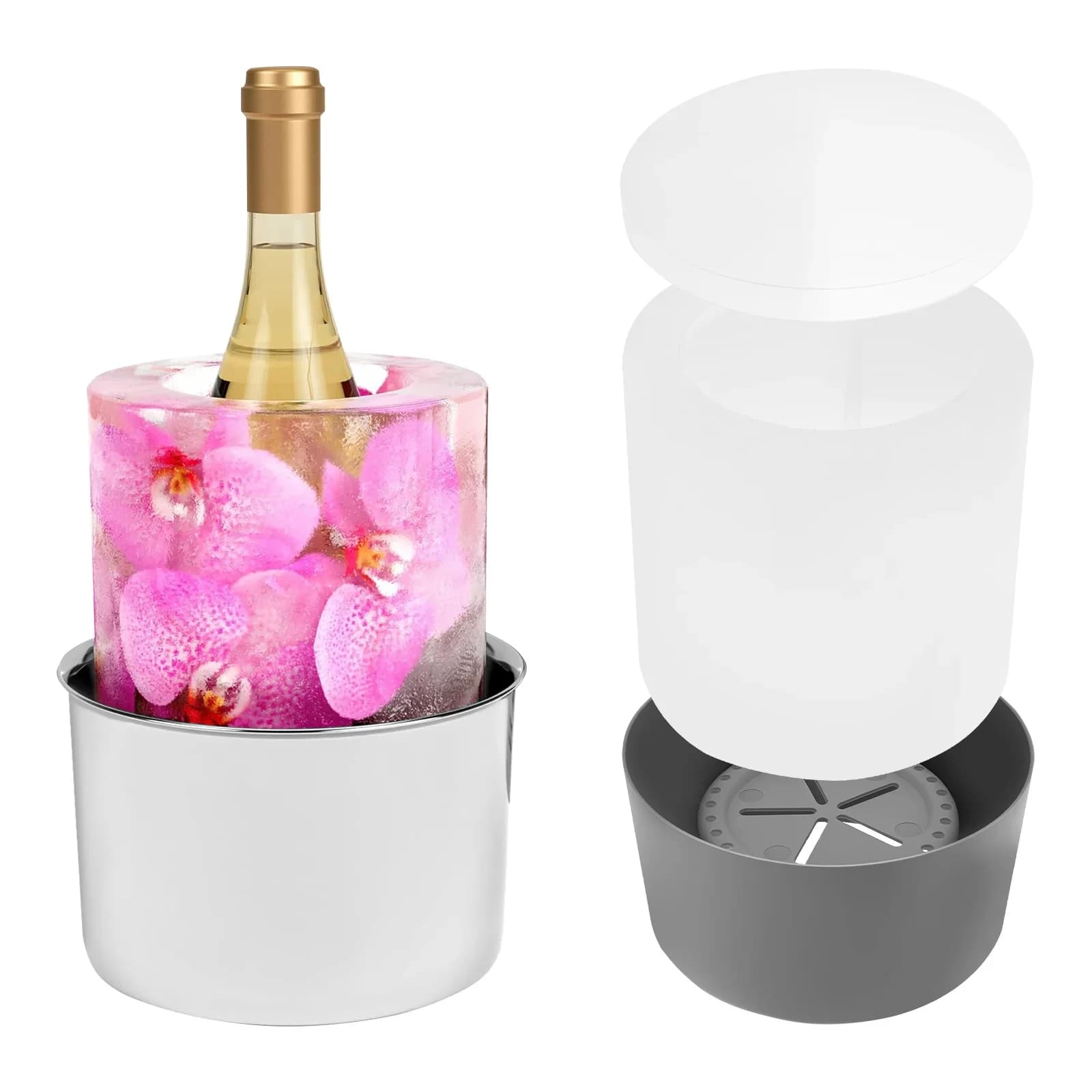 Stampo per ghiaccio per champagne Secchio Stampo per secchiello per ghiaccio per fiori fai-da-te Pratico stampo per ghiaccio Bottiglia di vino refrigeratore Versatile secchiello per stampo per ghiaccio Ghiaccio fai-da-te