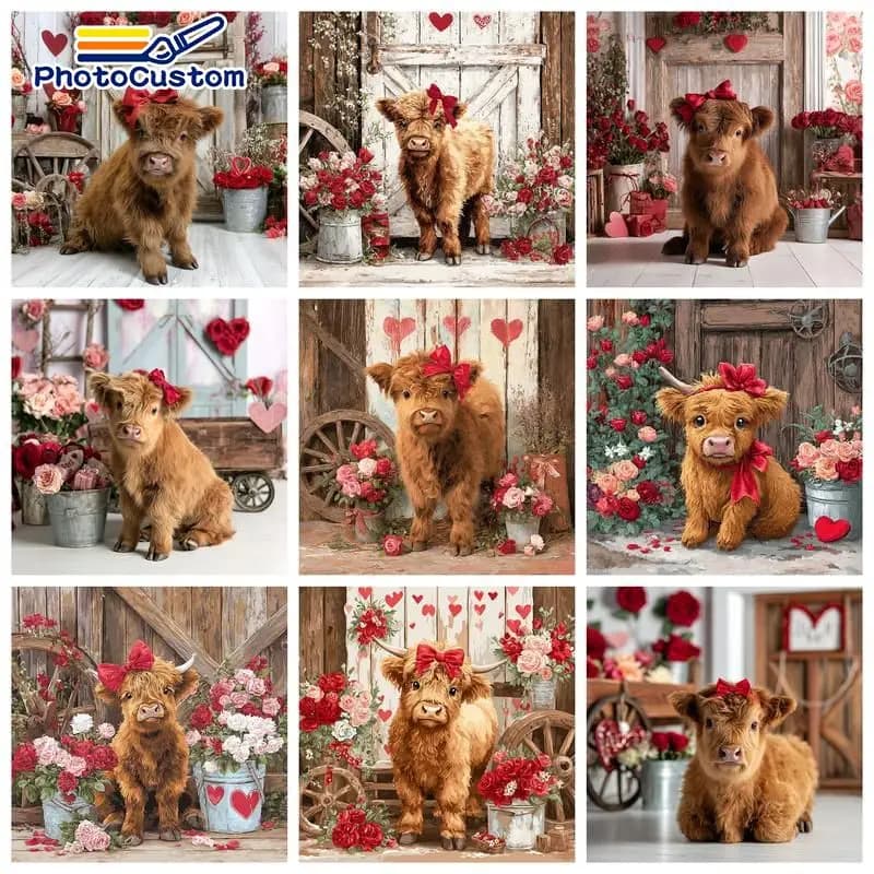 PhotoCustom Yak Paint By Numbers Painting Decor Acrylic on Canvas Paints Animal Canvas for Painting Kits Kits DIY